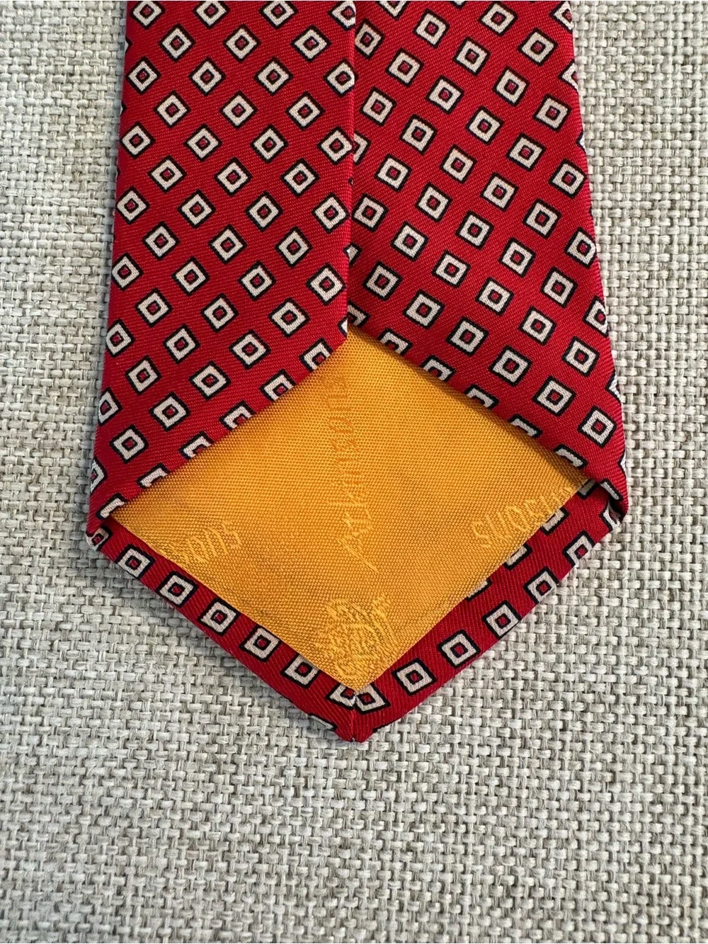 Vintage Atkinsons Irish Silk Tie Red Geometric Made Ireland 3” Sign O’ Whale